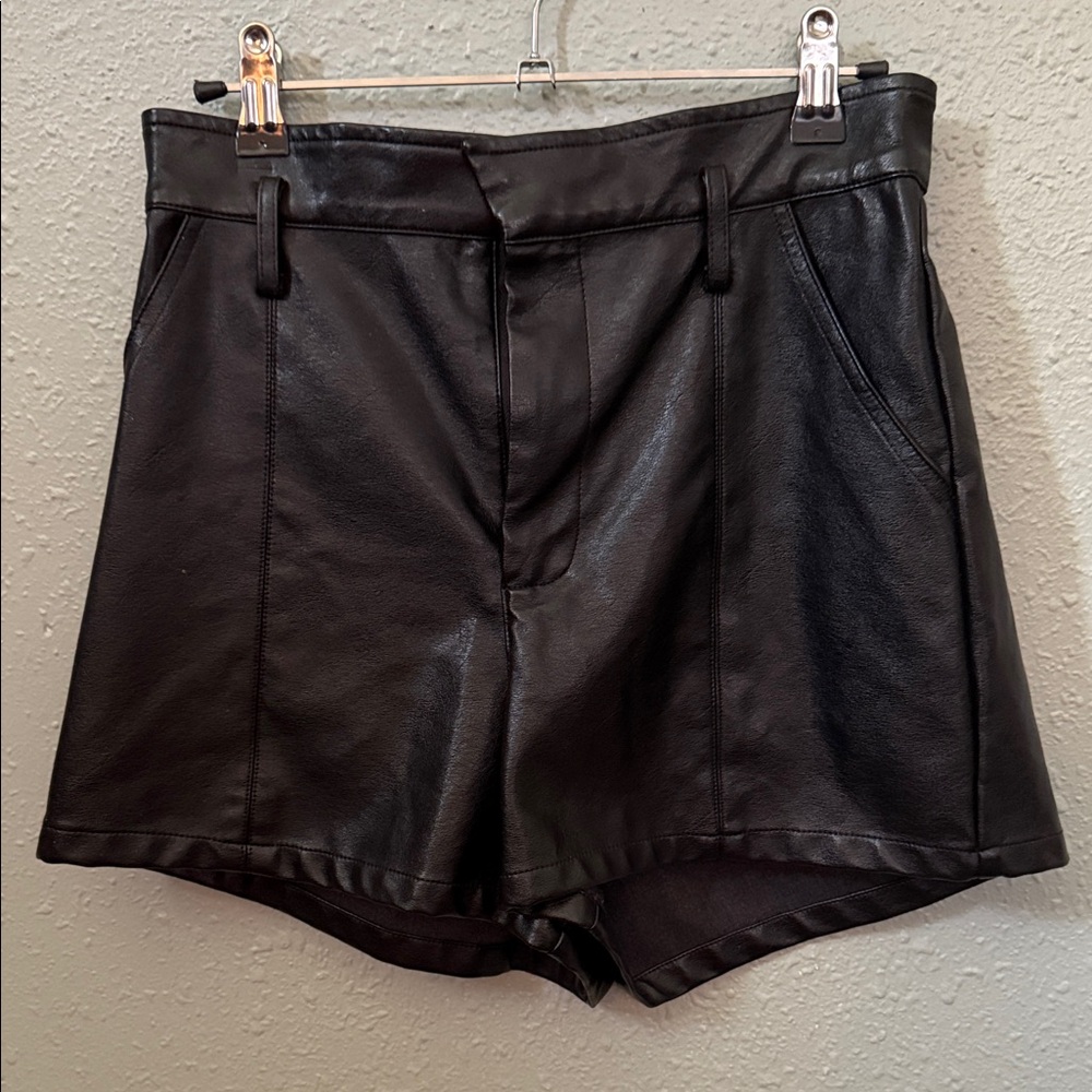 Black Leather Women's Shorts